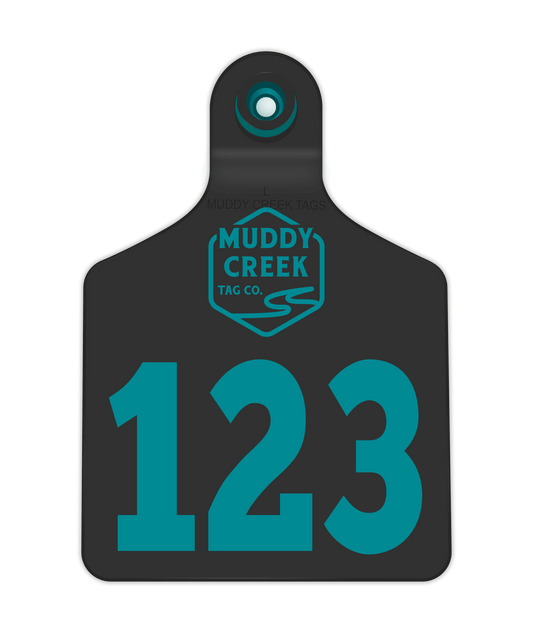 Large Ear Tag - Teal - Inverse Marking